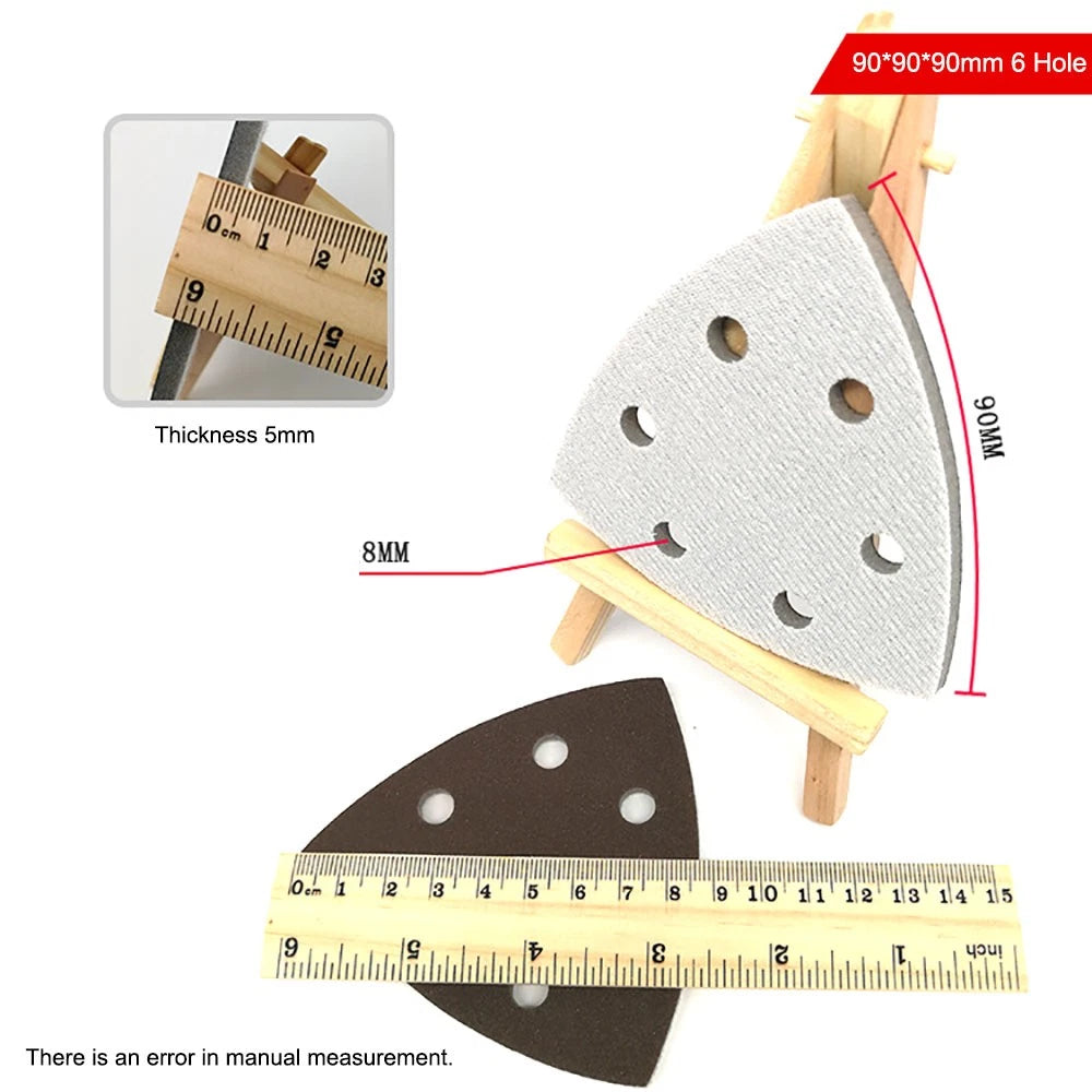 90*90*90mm Triangle Sponge Sandpaper 0 - 6 Hole Red Sanding Paper Pads Sheets