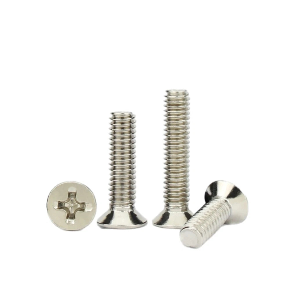 Phillips Machine Screws Countersunk Nickel Plated Steel DIN 965 Flat Head M1~M6
