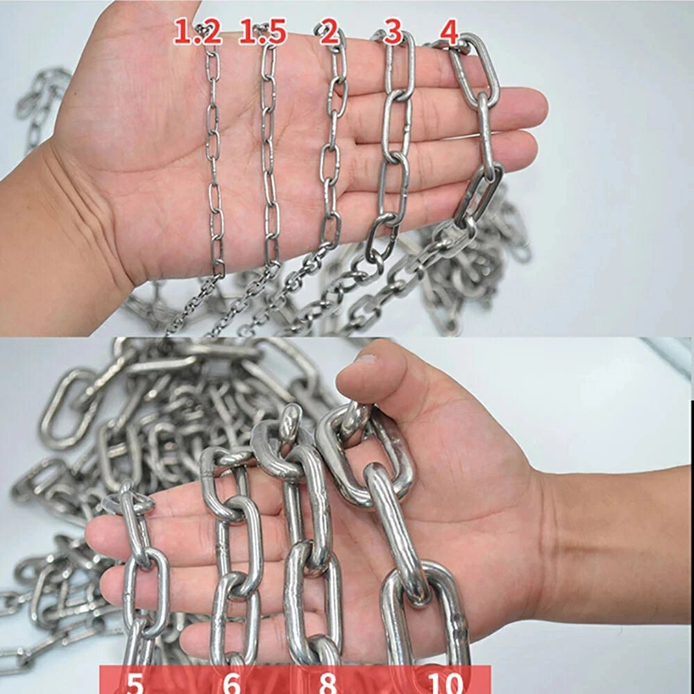 A2 Stainless Steel Chain Heavy Duty Lifting Long/Short Durable Security Links - HomeDIYer