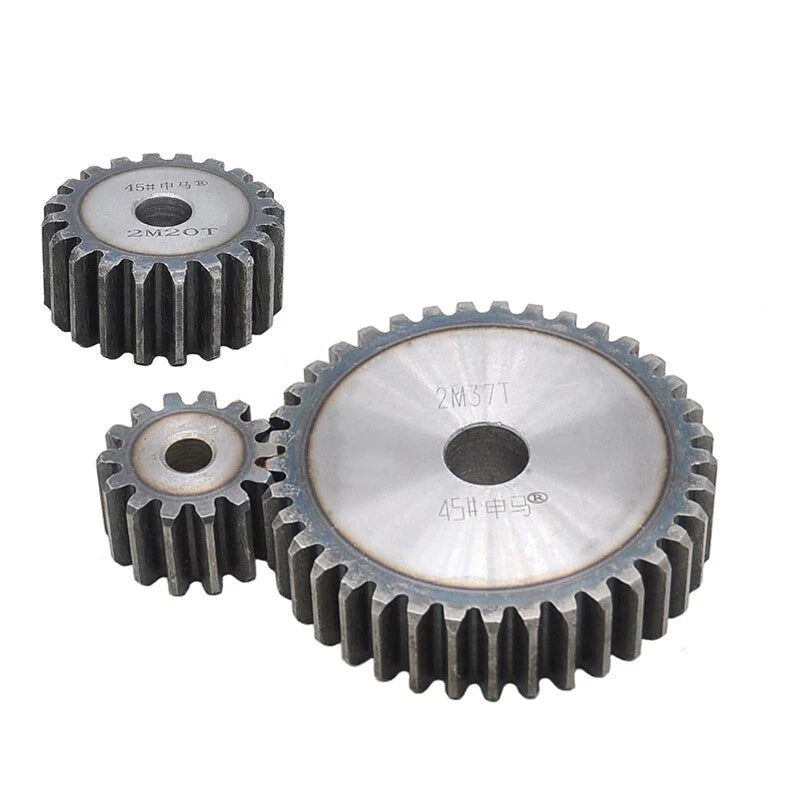 2 Modulus Spur Gear 10T - 55T Flat Gear 45 Steel Transmission Gears OD 24-114mm