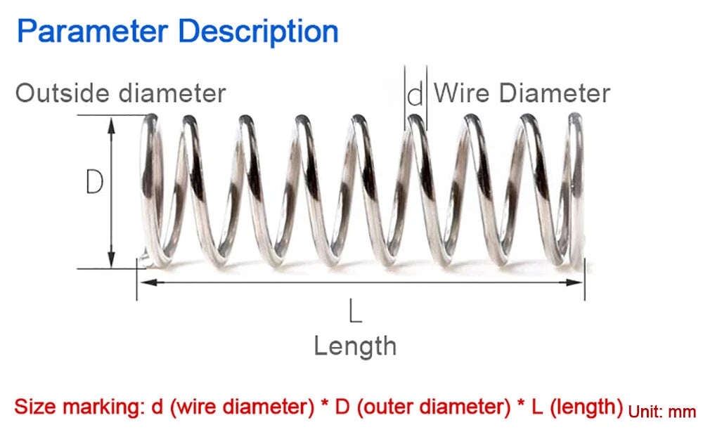 10pcs Compression Spring Wire Diameter 0.7-0.8mm & Length 5-50mm Pressure Small