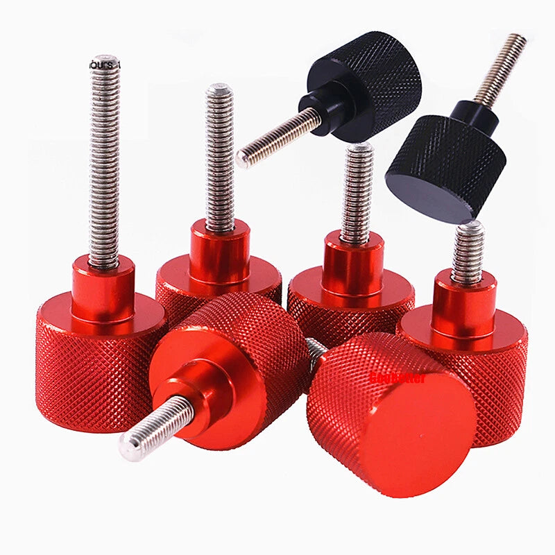 M3 Knurled Thumb Screws – Aluminium & Stainless Steel Hand Grip Knob Bolts | Black & Red