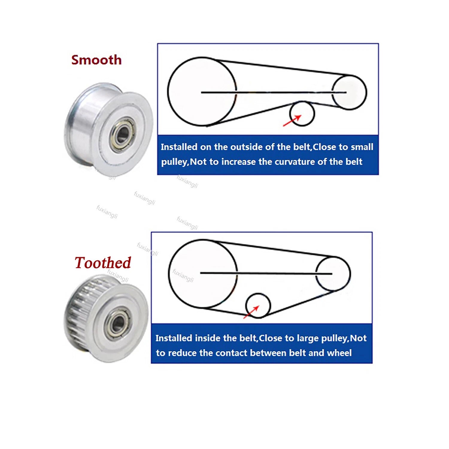 2GT 20-60Teeth Timing Belt Idler Pulley Pitch 2mm Width 7/11mm Toothed Tensioner