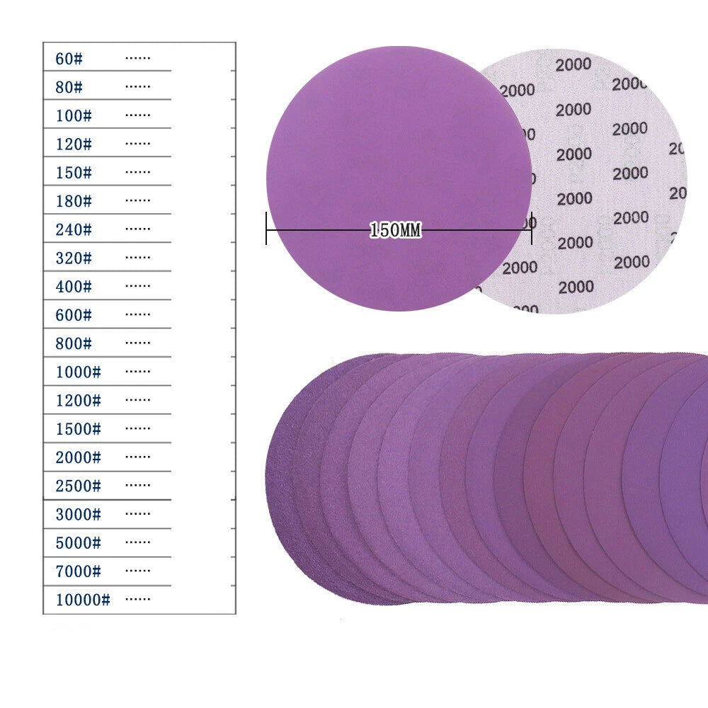 5/6'' Round Sanding Discs 6 Hole 80-2000 Grit Hook Loop Sander Orbital Sandpaper