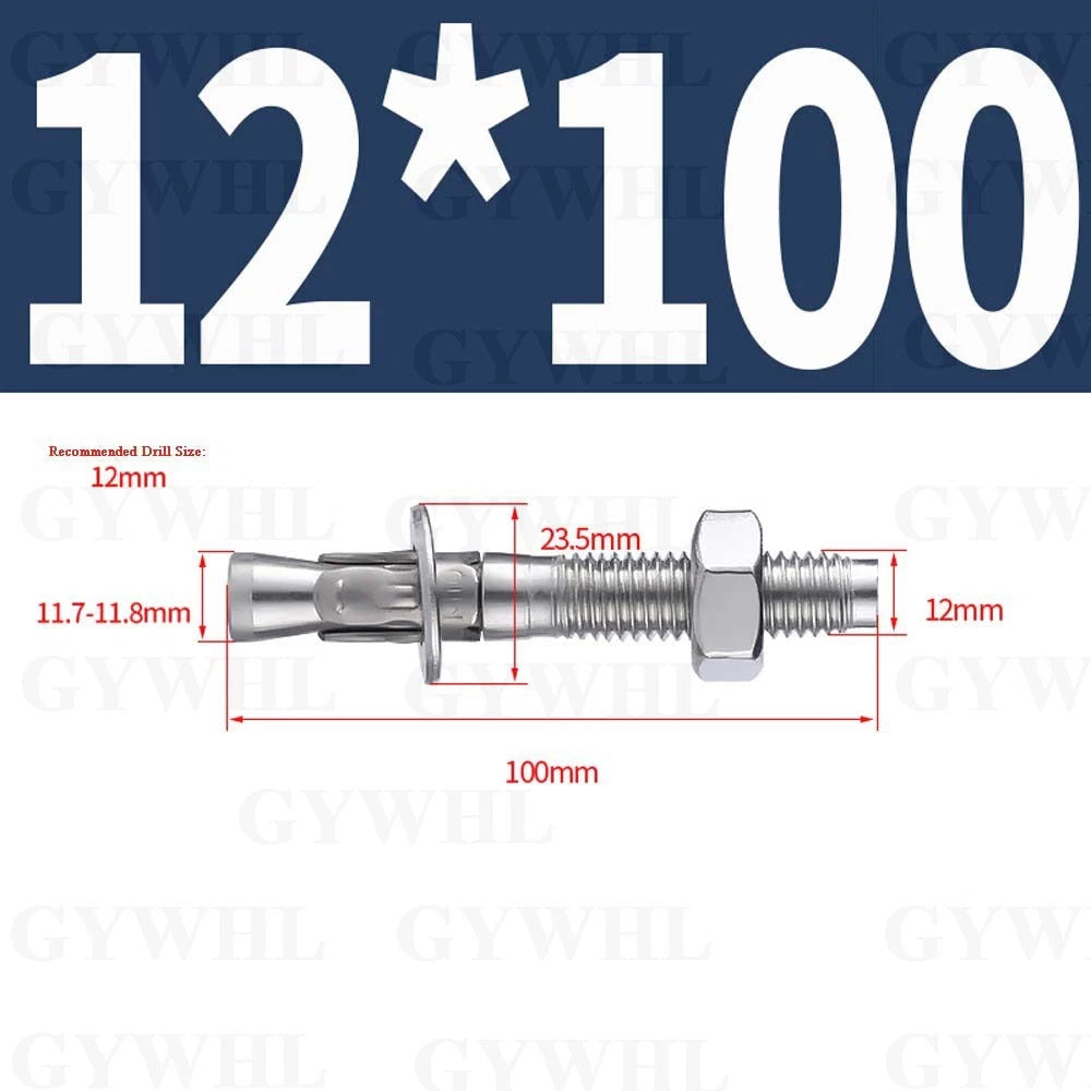 Hex Head Expansion Anchor Bolts — M6 to M20, Stainless Steel A2 & Zinc Plated, Extra Long