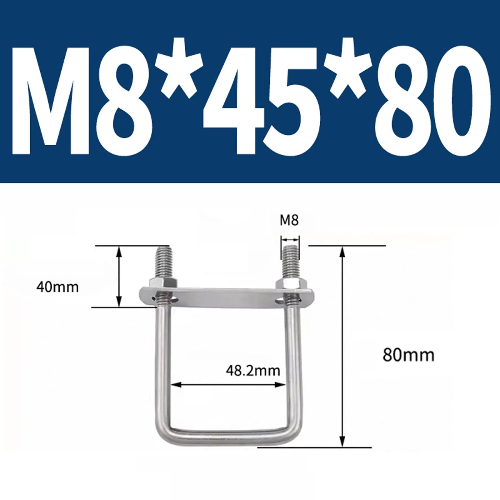 M6 M8 M10 M12 U Bolt Plates & Nuts Standard U-Bolts Stainless Steel 304 Trailer