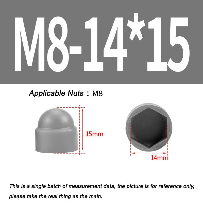 Hex Bolt & Nut Protection Caps – Plastic Hexagonal Screw Covers for M4 M5 M6 M8 M10 to M24 (PE, 5-100 Pack)