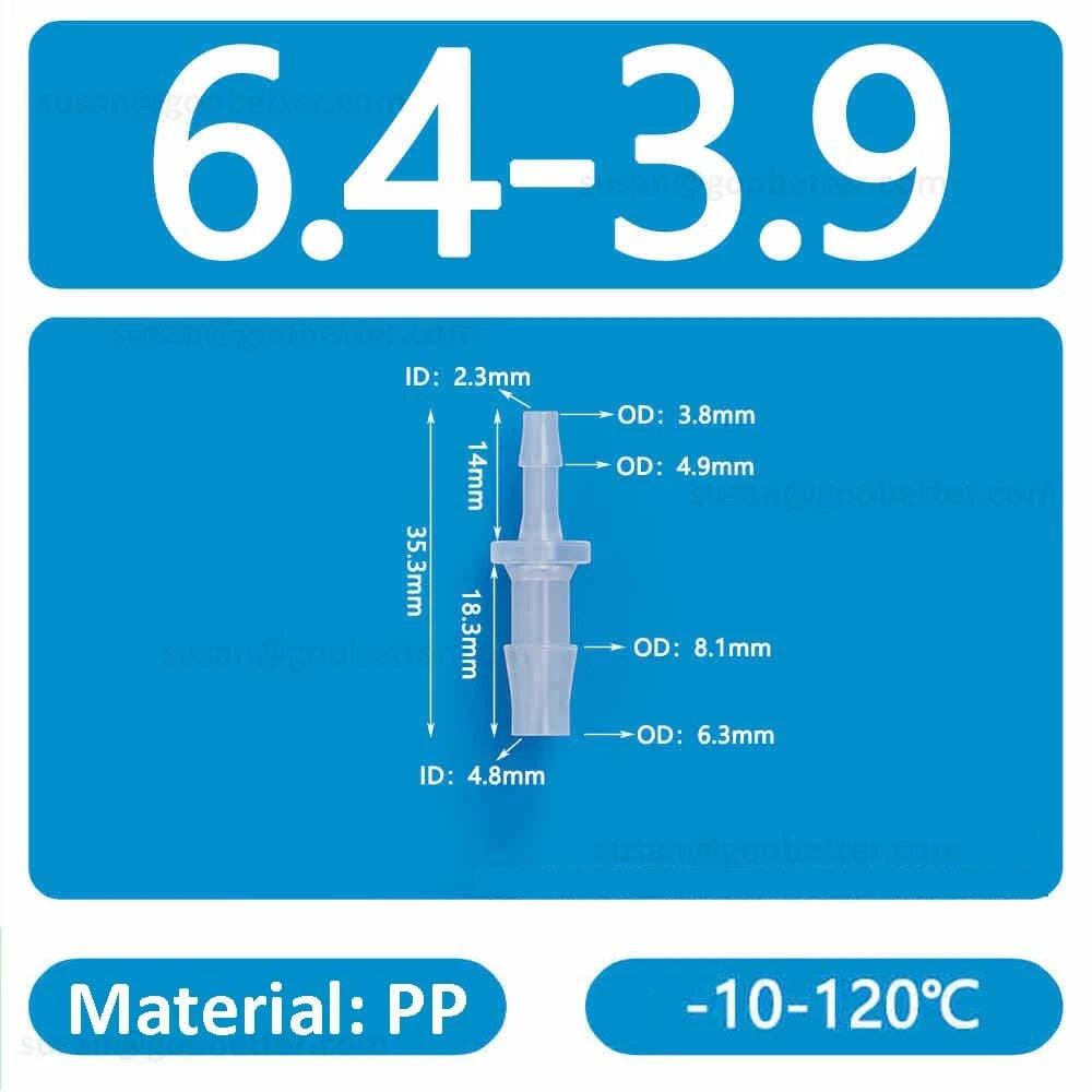 Straight Reducer Barbed Hose Connector — Plastic Joiner for Air & Water Tubing