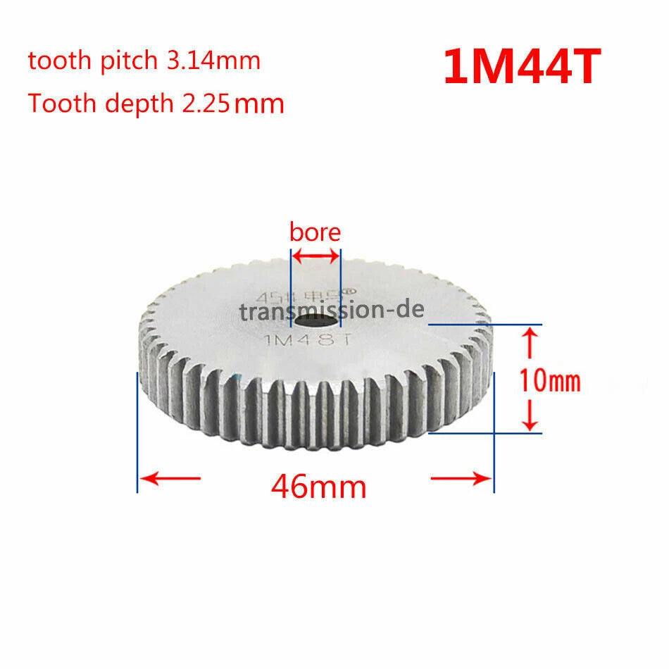 1/1.5 Mod 12T-150T Spur Gear 45# Steel Pinion Gear Thickness 1M-10mm 1.5M-15mm