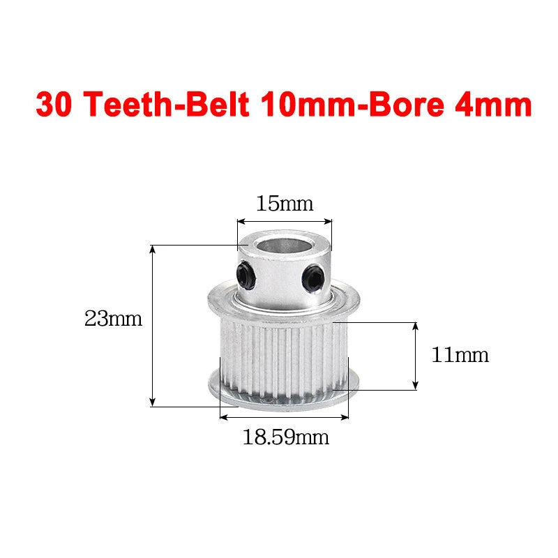 2GT Drive Pulley With Step 16 Tooth - 100 Tooth Bore 4mm - 25mm for 10mm Belt