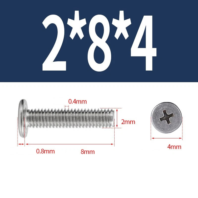 M1–M8 Ultra Thin Flat Head Phillips Machine Screws – A2 Stainless Steel, Fully Threaded