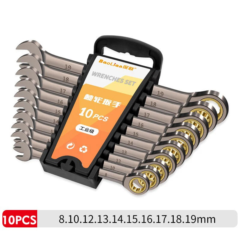 Ratchet Spanner Combination Fixed & Flexi 6 - 32mm Different Sizes Tool Wrench
