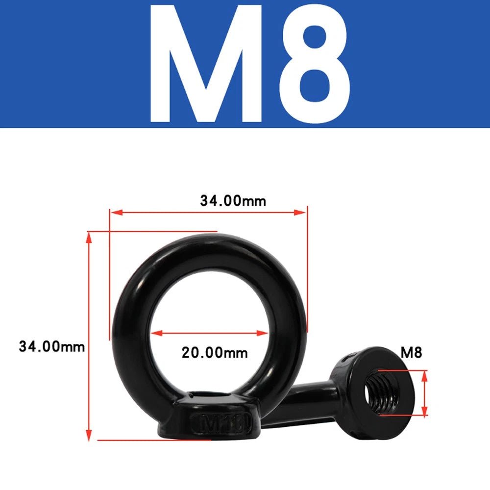 Black 304 Stainless Steel Eye Bolts and Eye Nuts — M3 to M20 Lifting Hardware - HomeDIYer