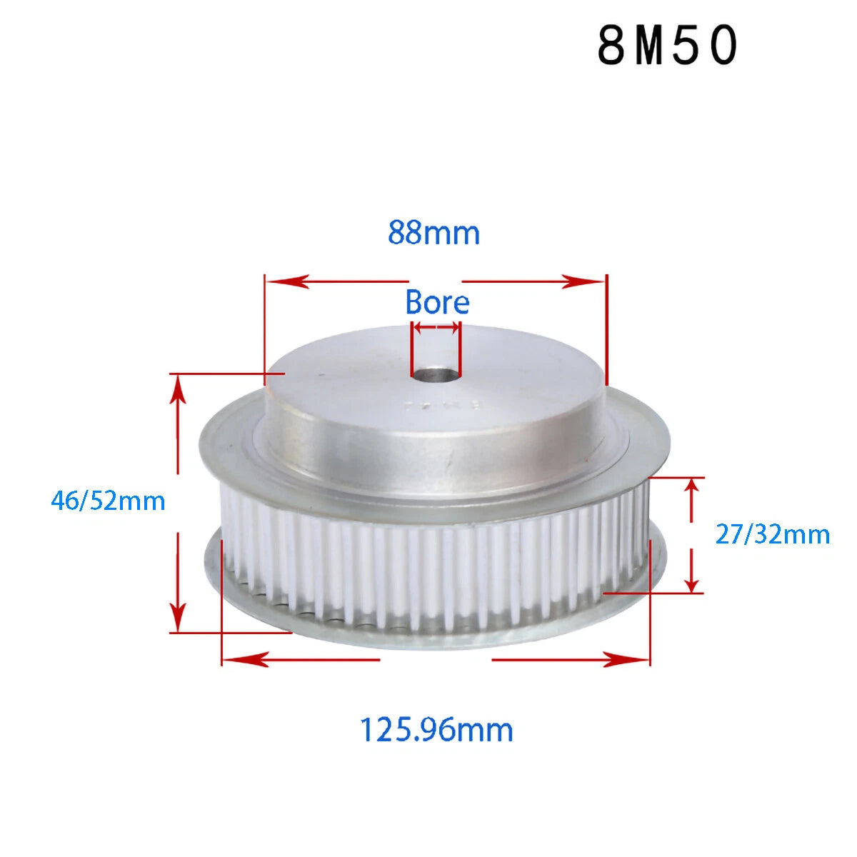 BF-type HTD8M 25mm-30mm Timing Belt Pulley 12 - 72 Tooth for CNC Step Motor