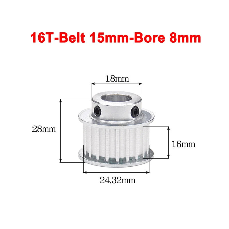 5M Timing Belt Pulley 10T 12T 14T 15T 16T 18T Bore 5mm-12mm for 15mm Width Belt