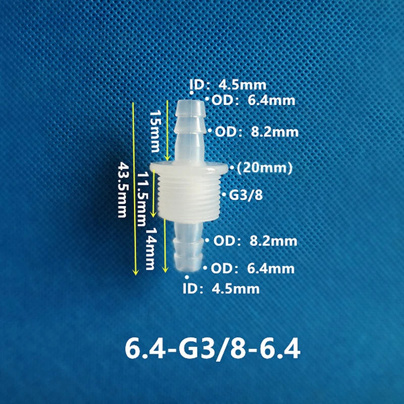 Plastic Bulkhead Fitting — Straight Hose Barb Threaded Connector with Nut