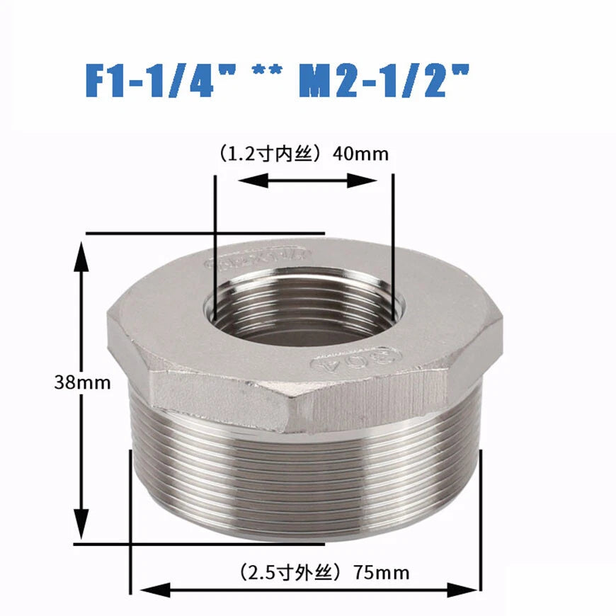 BSP Male to Female Reducing Bush Stainless Steel Pipe Fitting Adapter
