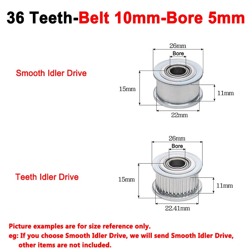 2GT Smooth-Tooth Idler Pulley 16Tooth - 40Tooth Bore 3mm 4mm 5mm 6mm 7mm 8mm