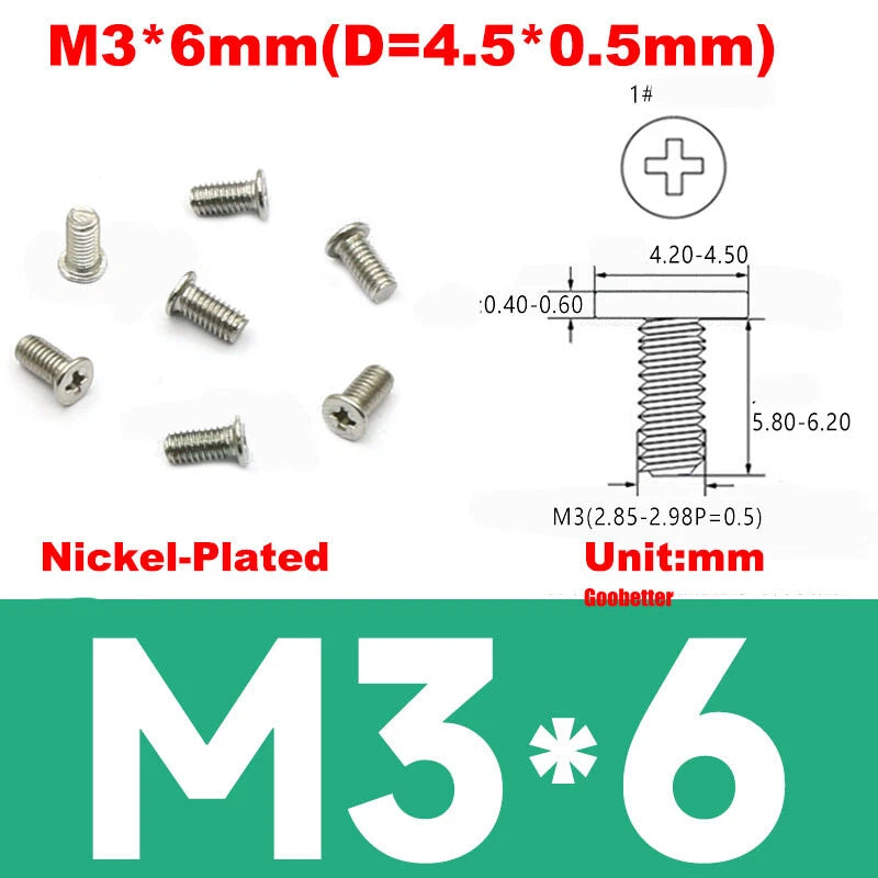CM2/CM2.5/CM3/CM4 Ultra Thin Wafer Flat Head Phillips Screws – For Laptop & Computer Repair (M2–M4)