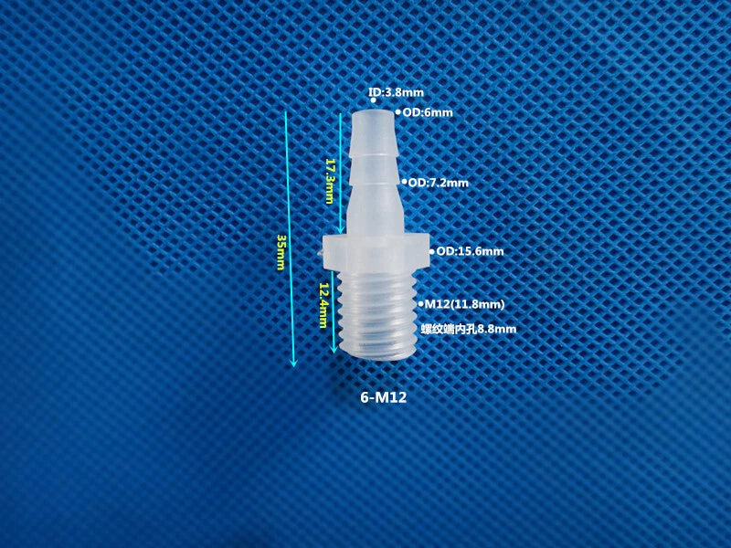 Aquarium Accessories Plastic Hose Barb Fitting Metric Thread Male Connector