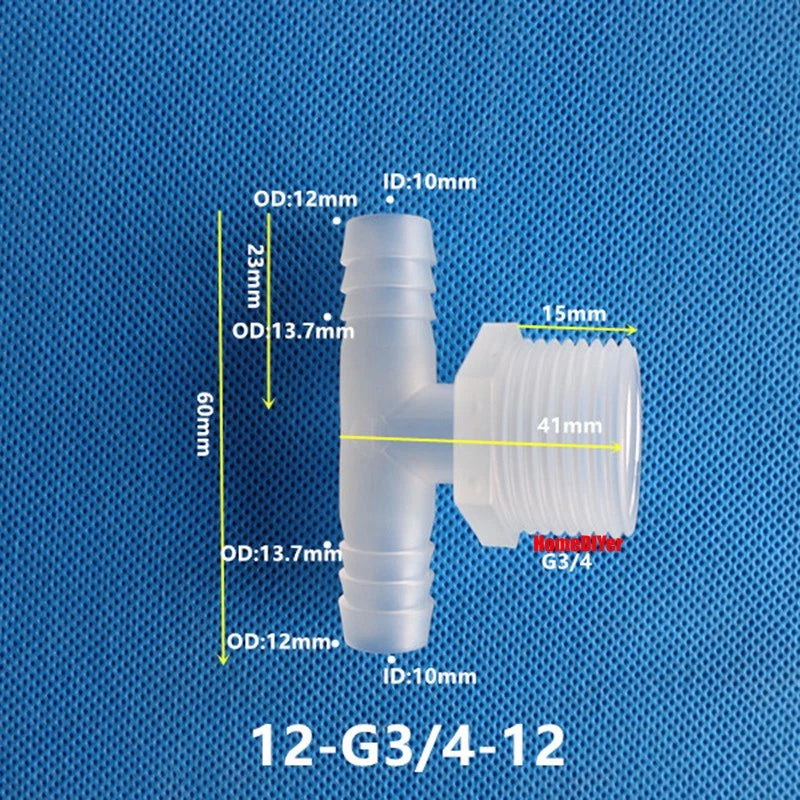 T Piece Joiner 3-Way Plastic Barb Connector | Pipe Hose Male Thread Fitting