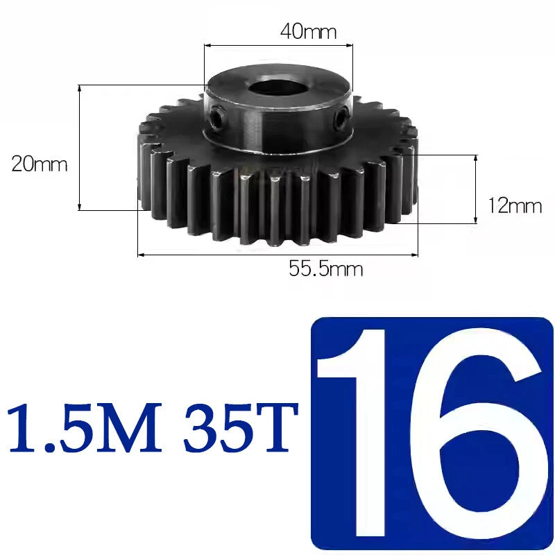 Spur Gears 1.5 Mod Transmission Gear With Step 45#Steel Pinion Motor Gear 15~50T