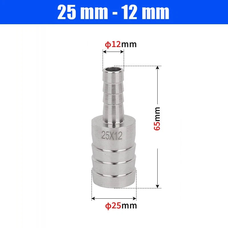 6mm~50mm Stainless Reducer Barbed Hose Joiner Connector Air Water Pipe Gas Tubi