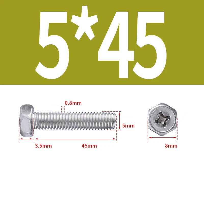 A2 Stainless Steel Hex Head Machine Screws – M3 M4 M5 M6 M8, Fully Threaded (304 Grade) - HomeDIYer