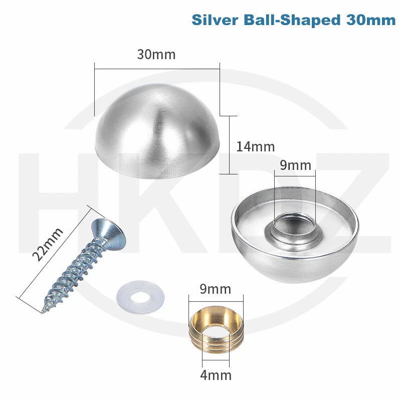 Stainless Steel Mirror Screw Cover Caps – Decorative Disc Plates for Glass, Mirrors & Furniture (16-50mm, Flat/Dome, Silver/Gold/Black/Rose Gold)