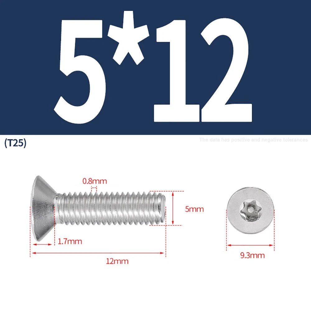 M3–M8 Pin Torx Countersunk Flat Head Machine Screws | A2 Stainless Steel - HomeDIYer