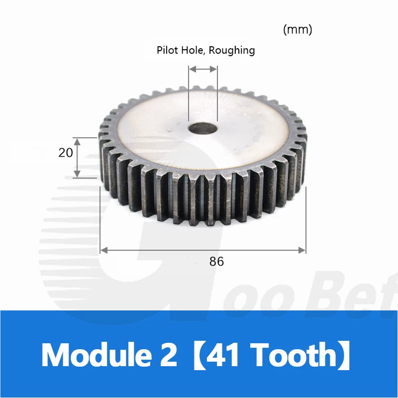 Spur Gear Module 2 Steel C45 Hardened 12 - 120 Tooth Motor Pinion Cogwheel Flat