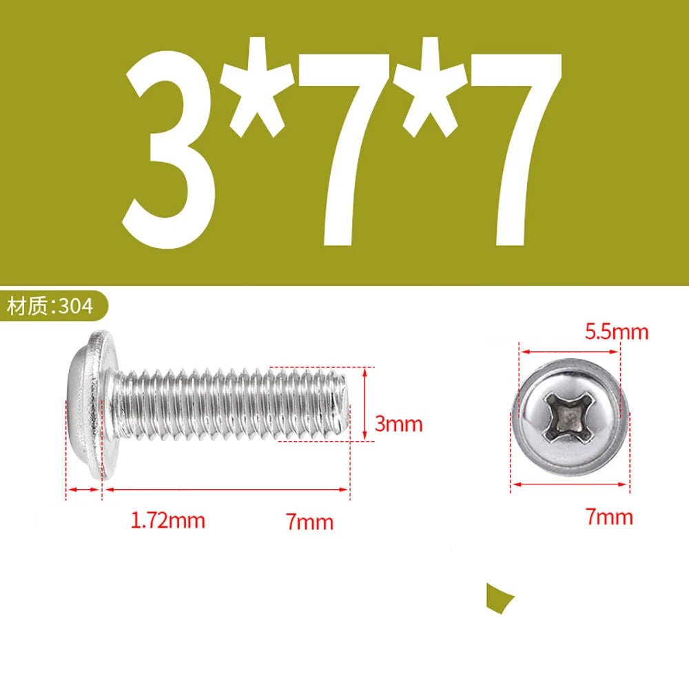 Phillips Flanged Button Head Screws M1.4–M6 | 304 Stainless Steel - HomeDIYer