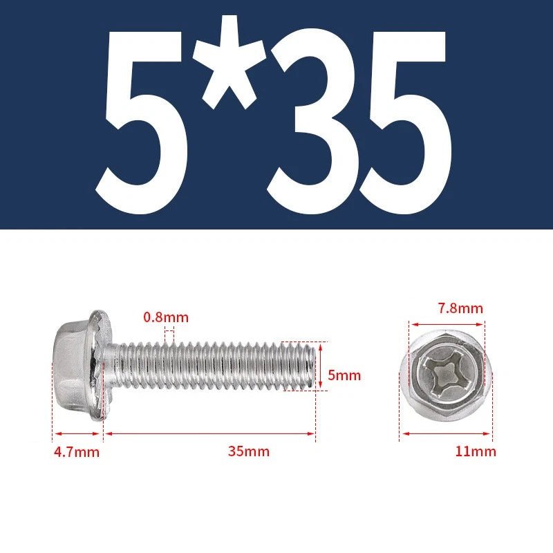 Phillips Hex Flange Screws 304 Stainless Steel M3–M8 | Dentate & Flat Flange - HomeDIYer