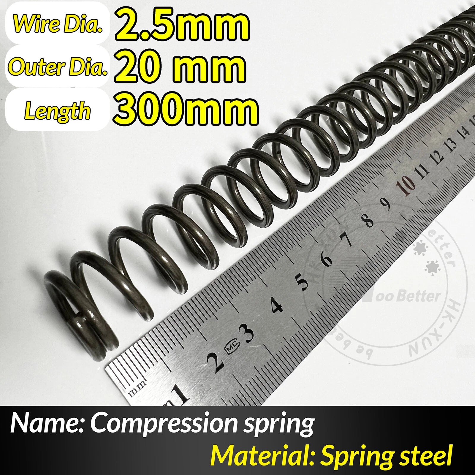 Compression Spring Pressure Springs, Wire Dia 2-3.5mm, OD 10-60mm, Length 300mm