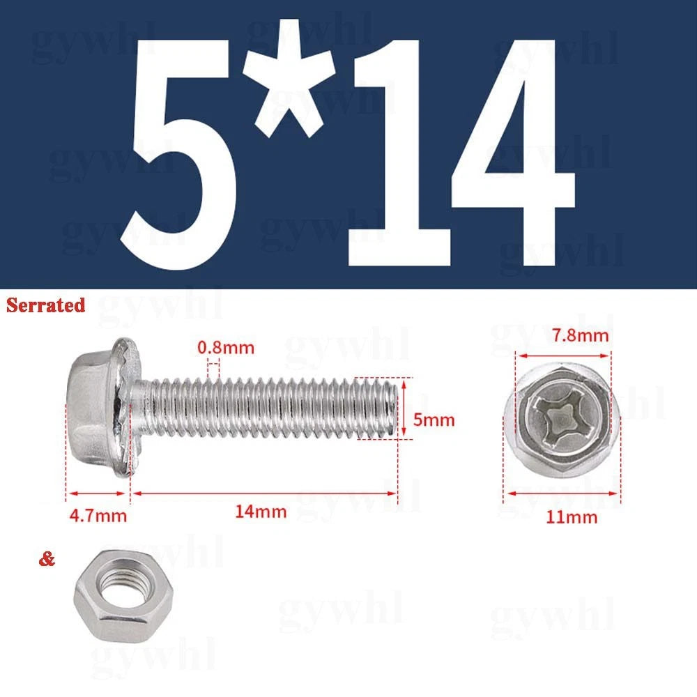 Phillips Hex Flange Bolts with Hex Nuts — Serrated & Smooth, M3–M8