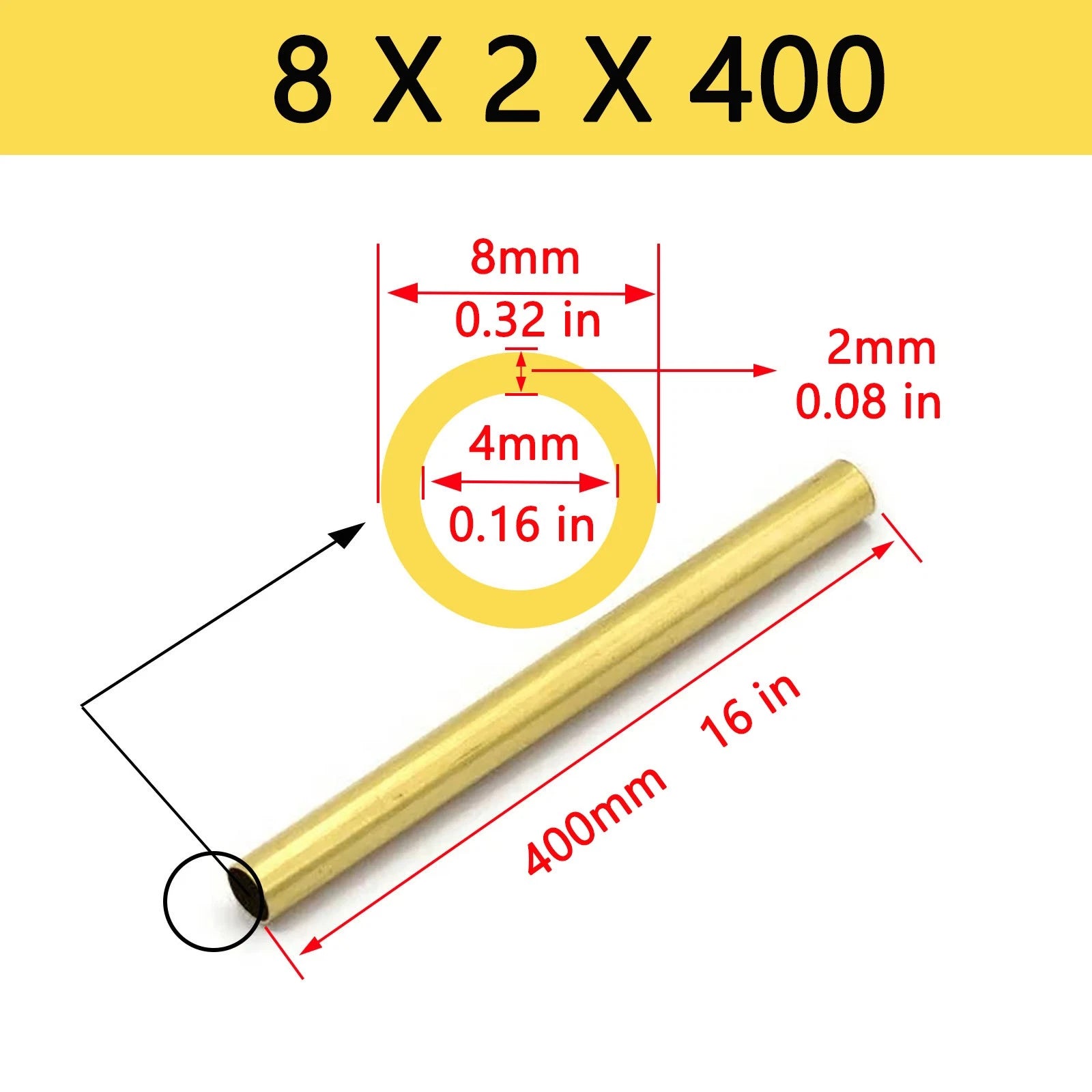 Brass Tubes ROUND PIPE Cu 62% OD 4mm 5mm 6mm 7mm 8mm To 25mm Length 400mm 0.4m