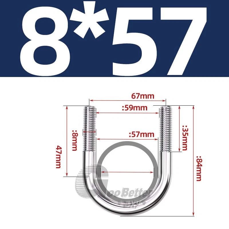 Square U - Bolts Stainless Steel — M6 to M24 | 304 A2 & 316 A4 Marine Grade - HomeDIYer