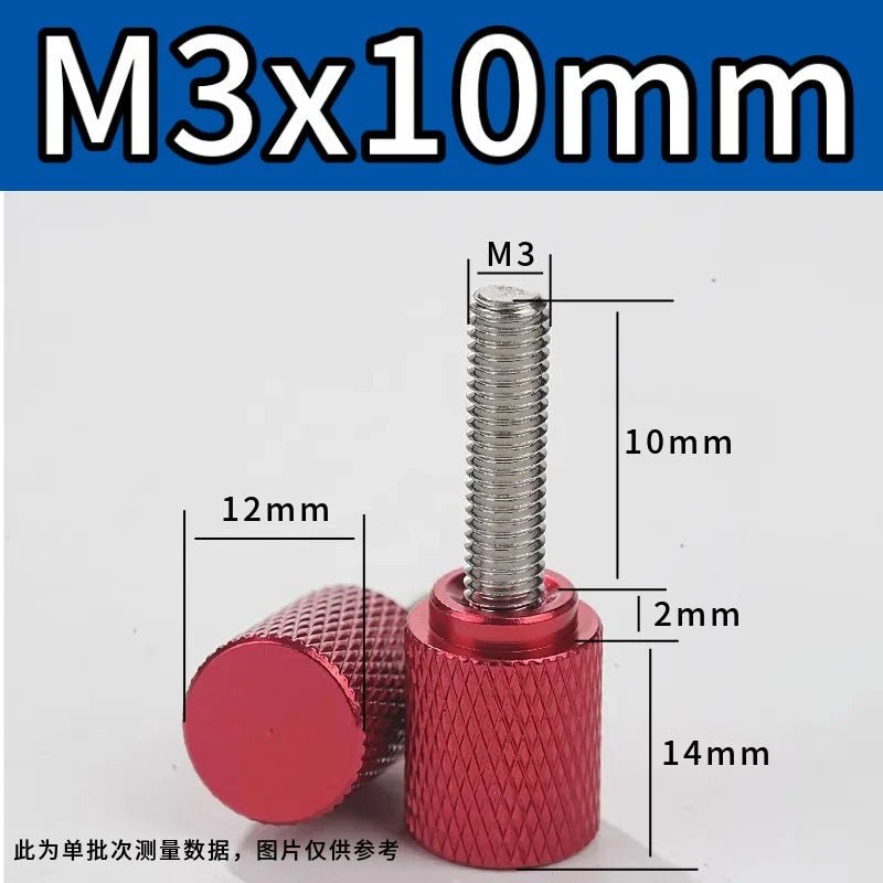 M3 Knurled Thumb Screws – Colored Anodized Aluminum, 6mm to 100mm, 10 Colors - HomeDIYer