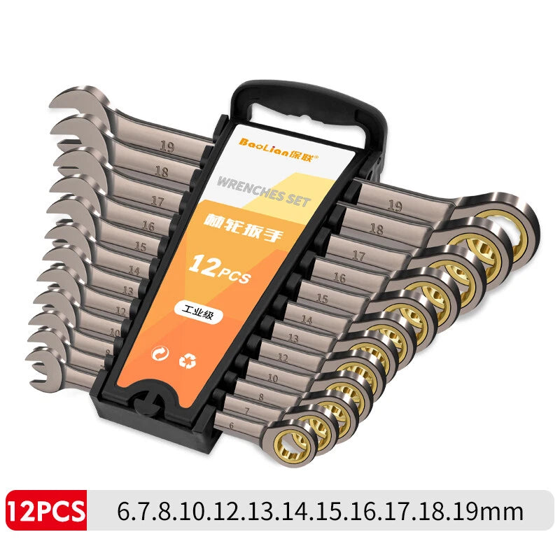 Ratchet Spanner Combination Fixed & Flexi 6 - 32mm Different Sizes Tool Wrench