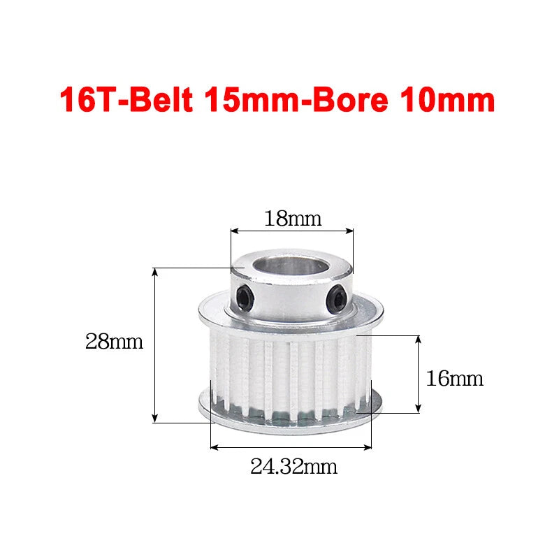 5M Timing Belt Pulley 10T 12T 14T 15T 16T 18T Bore 5mm-12mm for 15mm Width Belt
