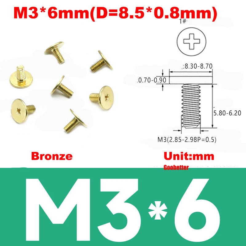 CM2/CM2.5/CM3/CM4 Ultra Thin Wafer Flat Head Phillips Screws – For Laptop & Computer Repair (M2–M4)