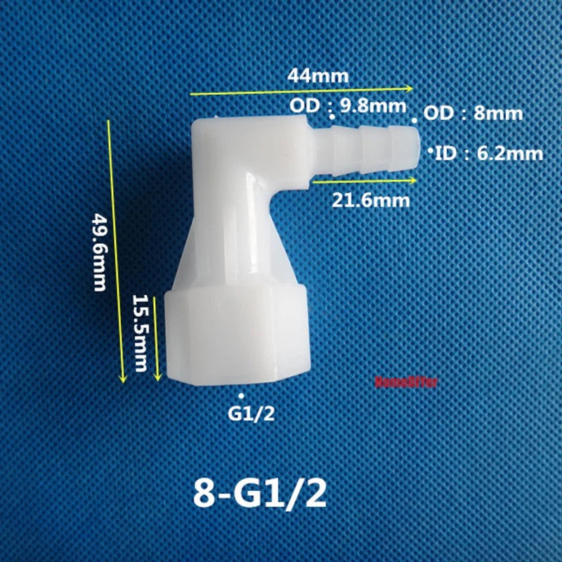 90° Elbow Plastic Female Thread Barbed Connectors Pipe Hose Water Reducer Joiner