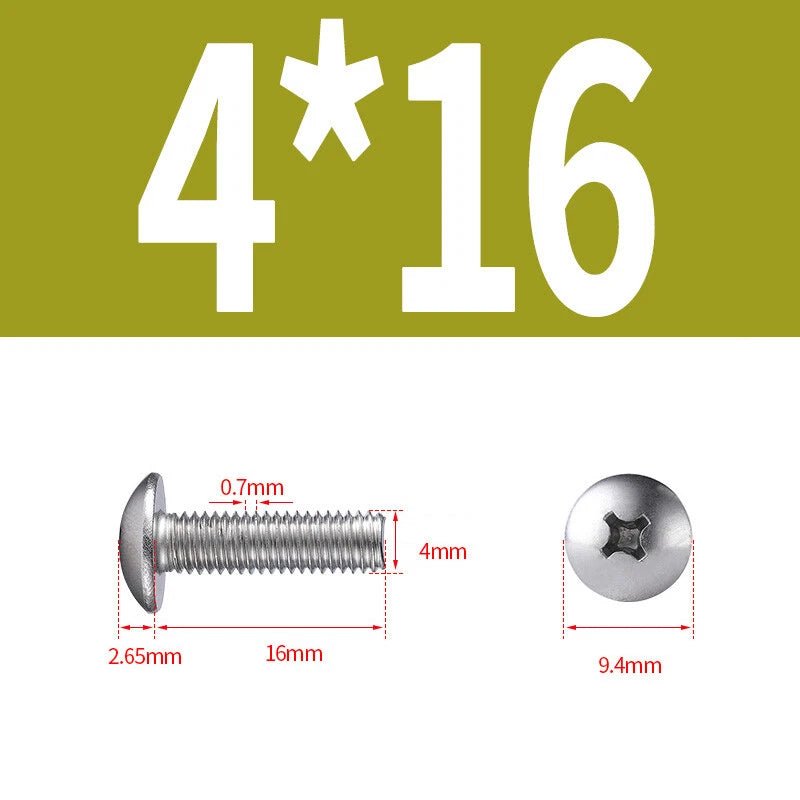 Phillips Button Head Machine Screws — Steel M2 M2.5 M3 M4 M5 M6 - HomeDIYer