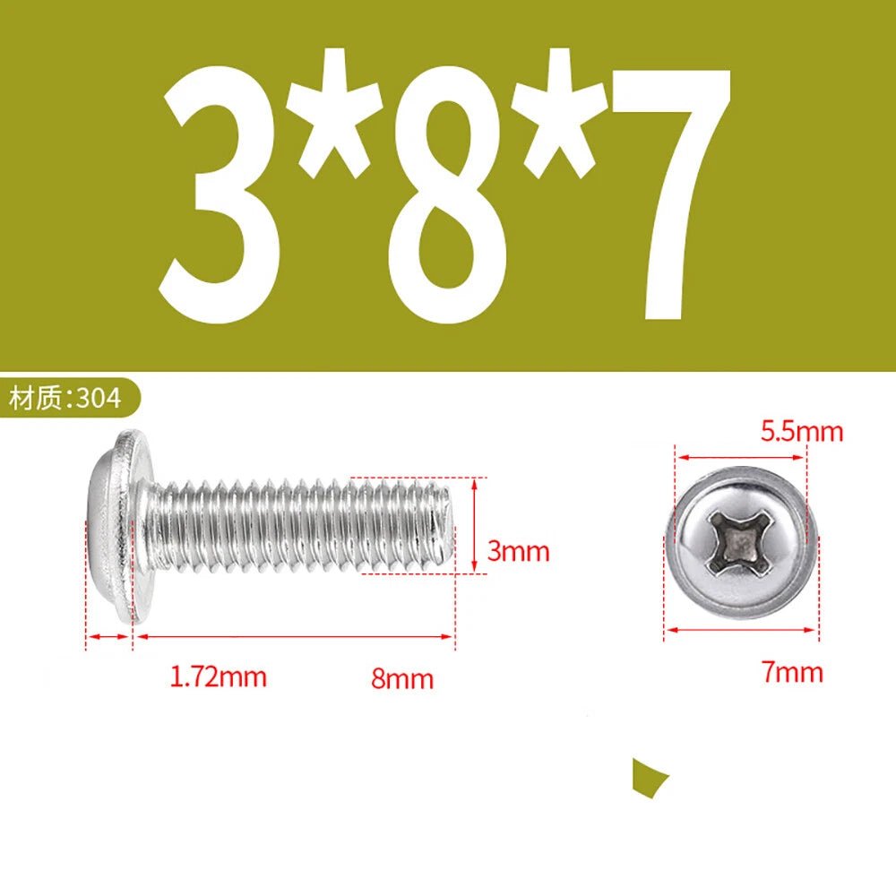 Phillips Flanged Button Head Screws M1.4–M6 | 304 Stainless Steel - HomeDIYer