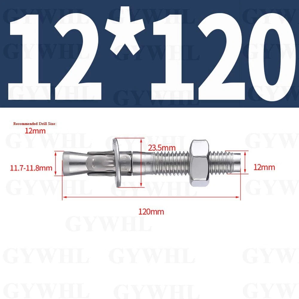 Hex Head Expansion Anchor Bolts — M6 to M20, Stainless Steel A2 & Zinc Plated, Extra Long