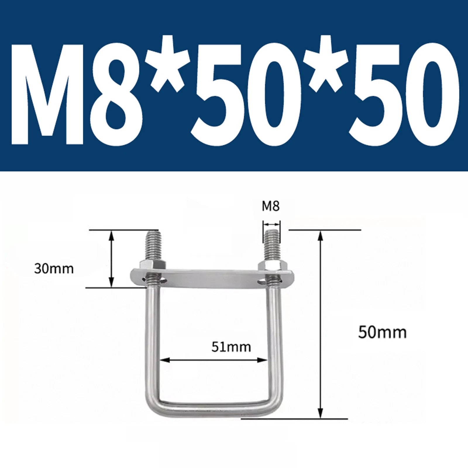 M6 M8 M10 M12 U Bolt Plates & Nuts Standard U-Bolts Stainless Steel 304 Trailer