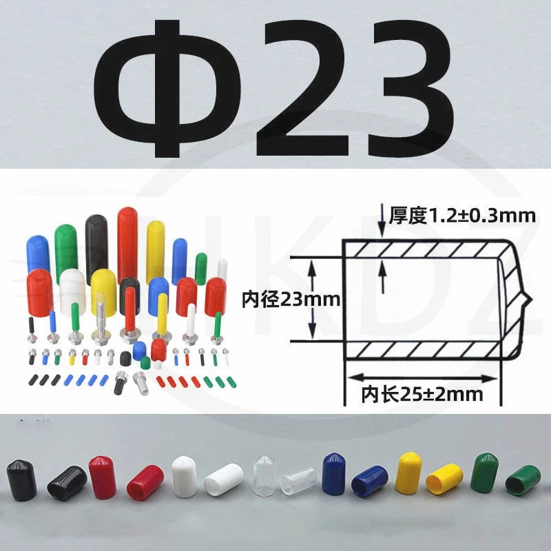 PVC End Caps for Screws, Bolts, Rods, Tubes & Cables – Thread Cover Protector, Rubber Plastic Caps (12-114mm, Multiple Colors)