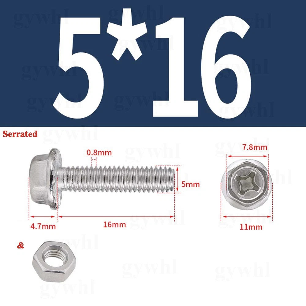 Phillips Hex Flange Bolts with Hex Nuts — Serrated & Smooth, M3–M8