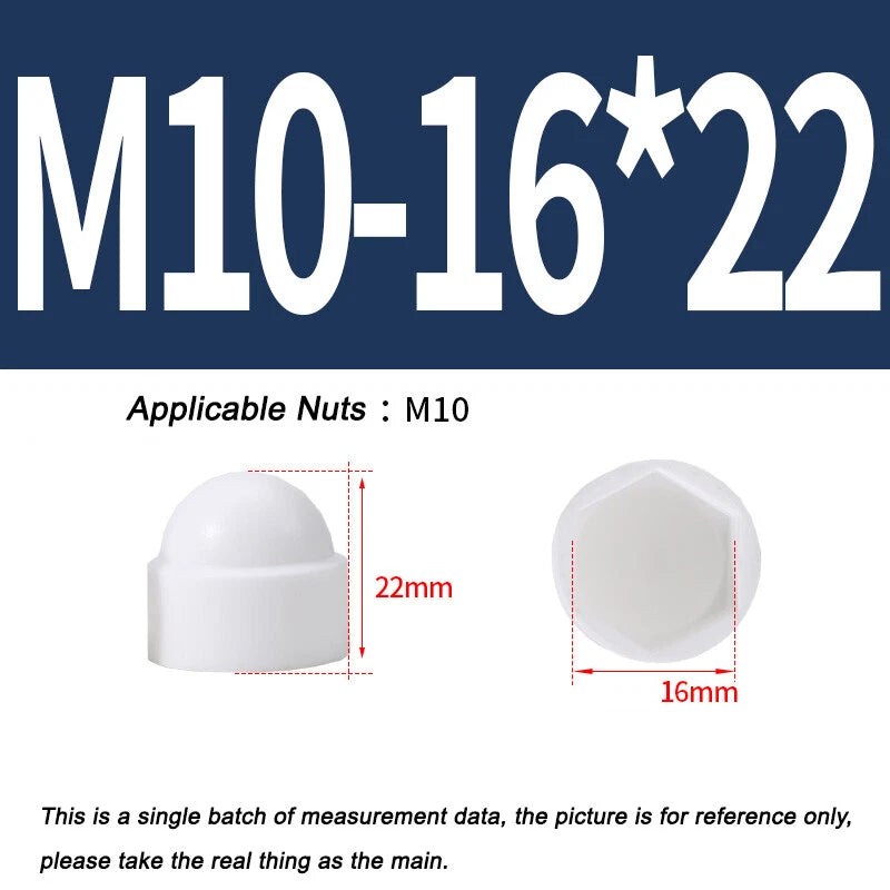 Hex Bolt & Nut Protection Caps – Plastic Hexagonal Screw Covers for M4 M5 M6 M8 M10 to M24 (PE, 5-100 Pack)