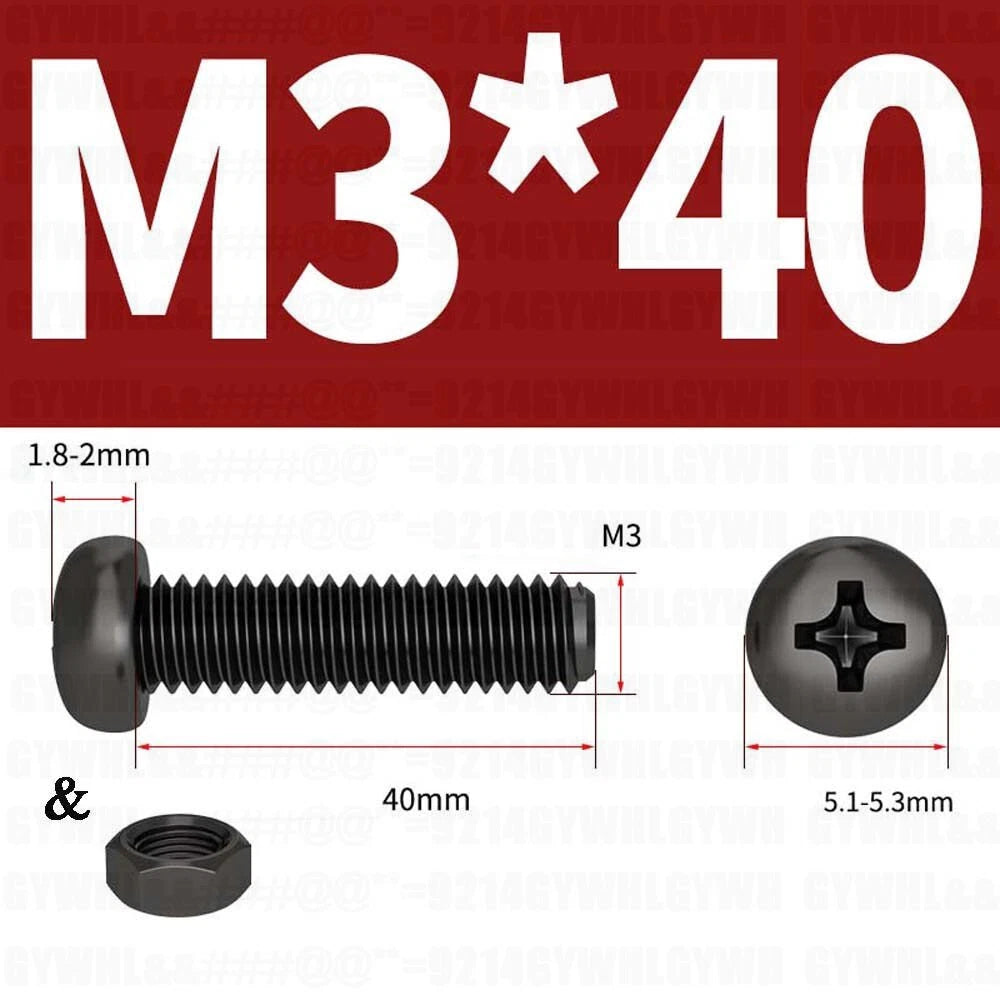 Black Pan Head Phillips Machine Screws + Hex Nuts Set – A2 Stainless Steel, M2 to M10